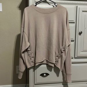 Aerie brand Tan Cut-Off Sweatshirt, Size XL